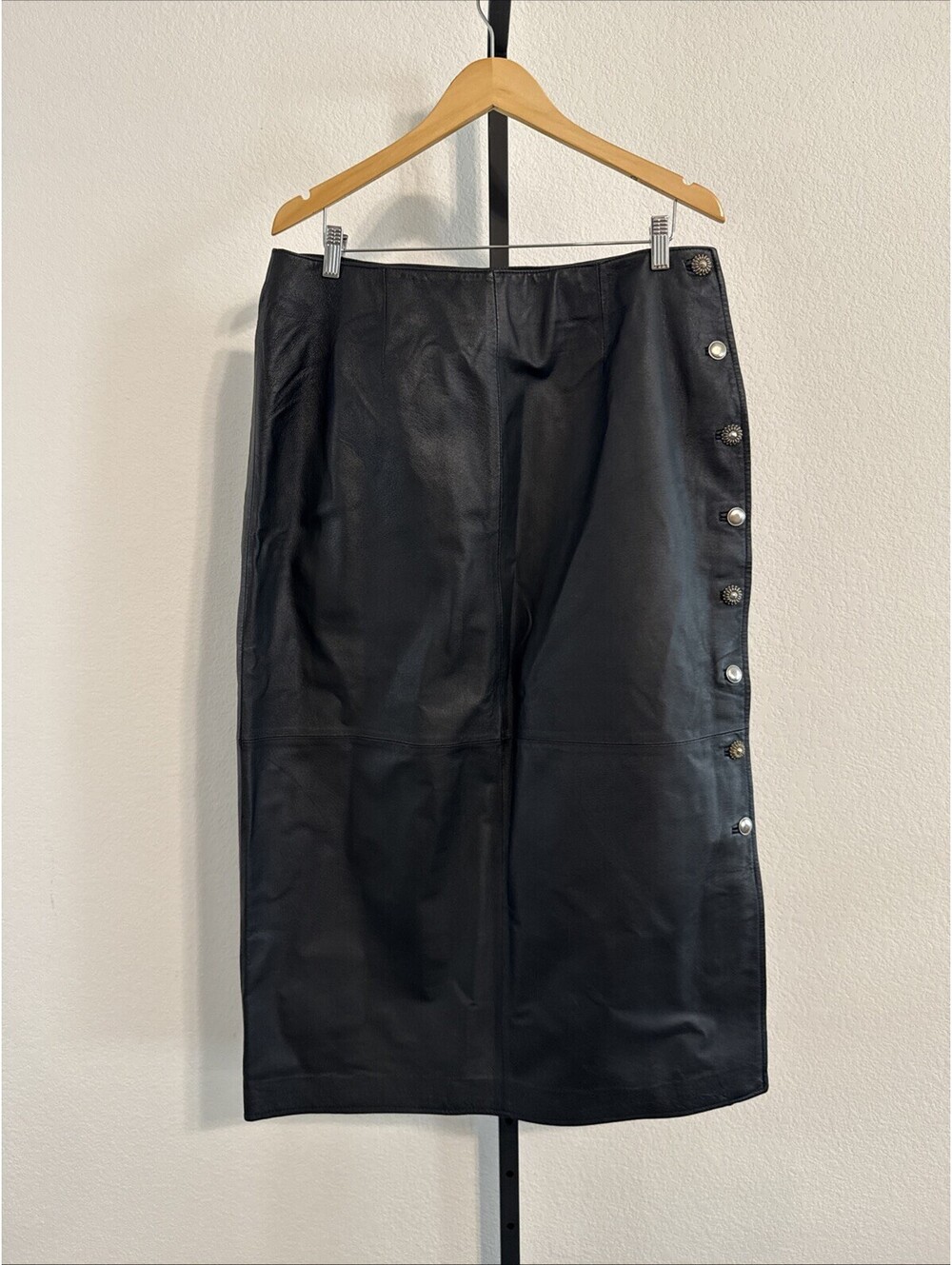 Vintage Styleworks Leather Skirt Long Mixed Side Buttons - Size 18